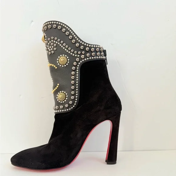 Christian Louboutin Alix Bootic 100 mid calf bootie in Black Suede leather EU37 - Picture 10 of 13